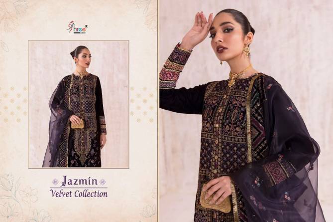 Shree Fab Jazmin Heavy Velvet Printed Dress Material Catalog